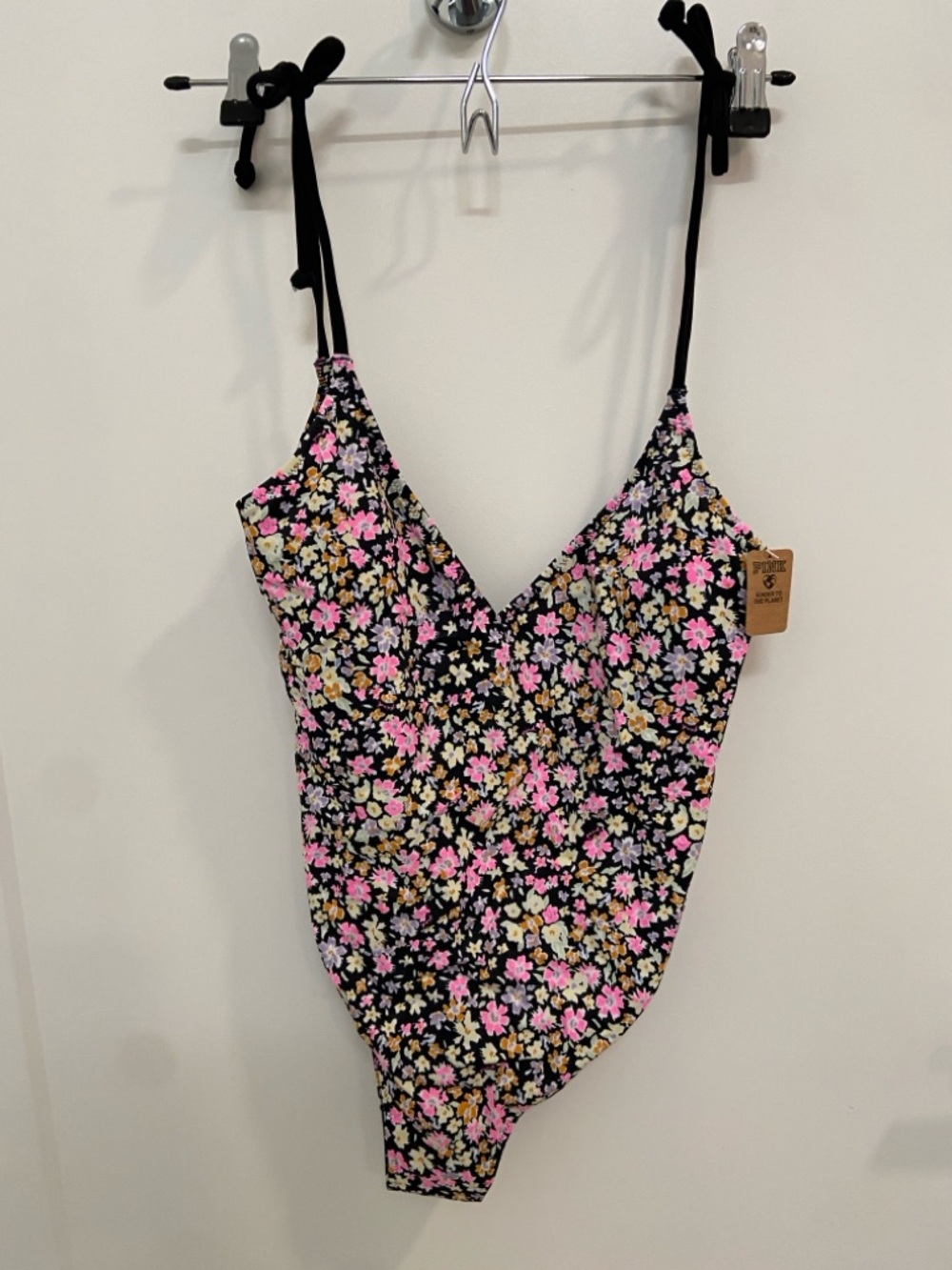 NWT Victoria's Secret Black Floral One-Piece Swimsuit S